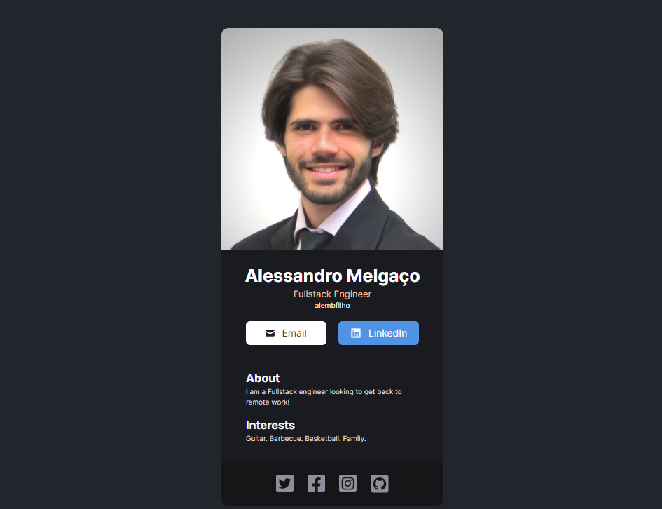 Business Card Screenshot